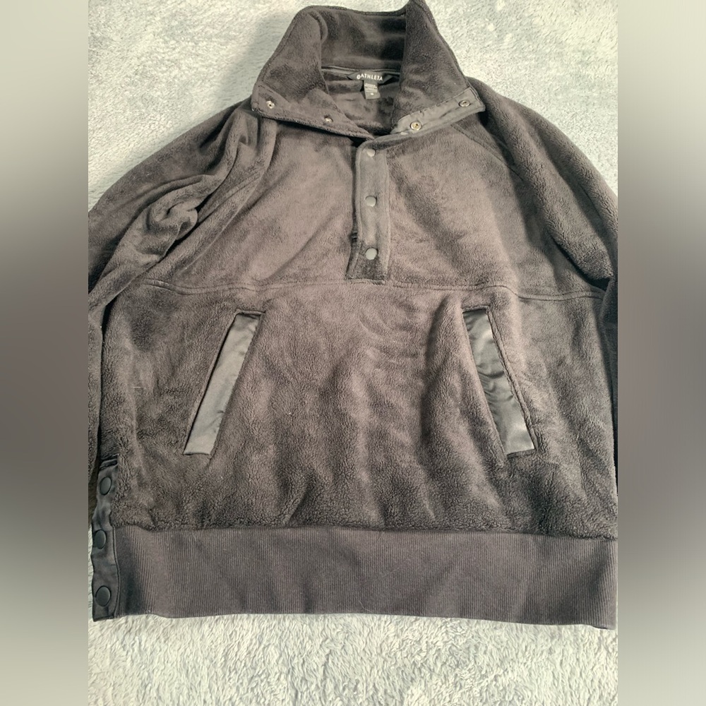 Athleta Fleece Pullover Black Medium - image 2